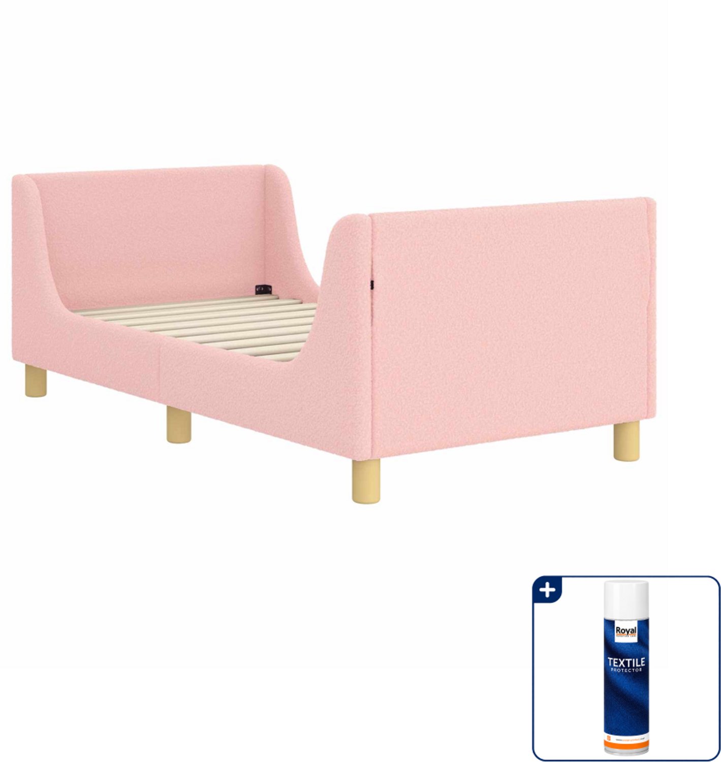 vidaXL kinderbedframe - 80 x 160 cm - bewerkt hout - roze - Inclusief textielbeschermer 500 ml