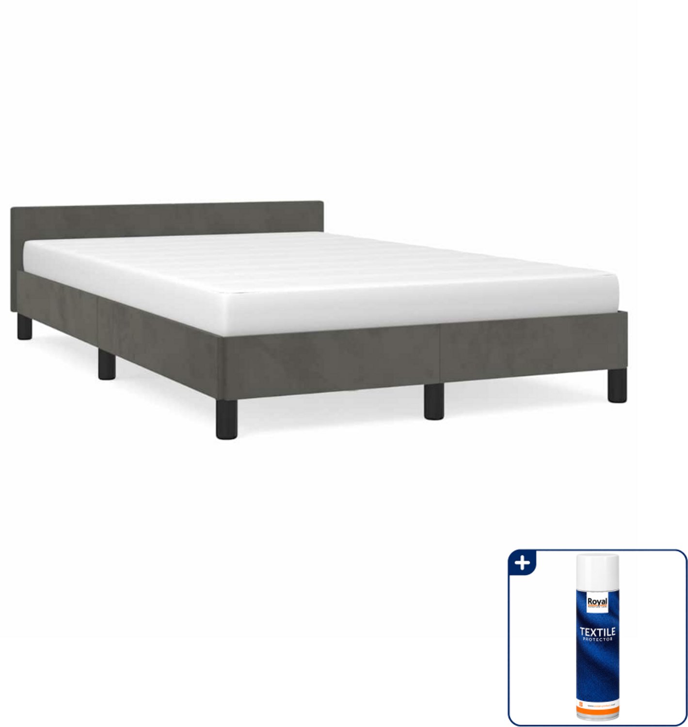 vidaXL bedframe - 120 x 200 cm - fluweel - donkergrijs - Inclusief textielbeschermer 500 ml