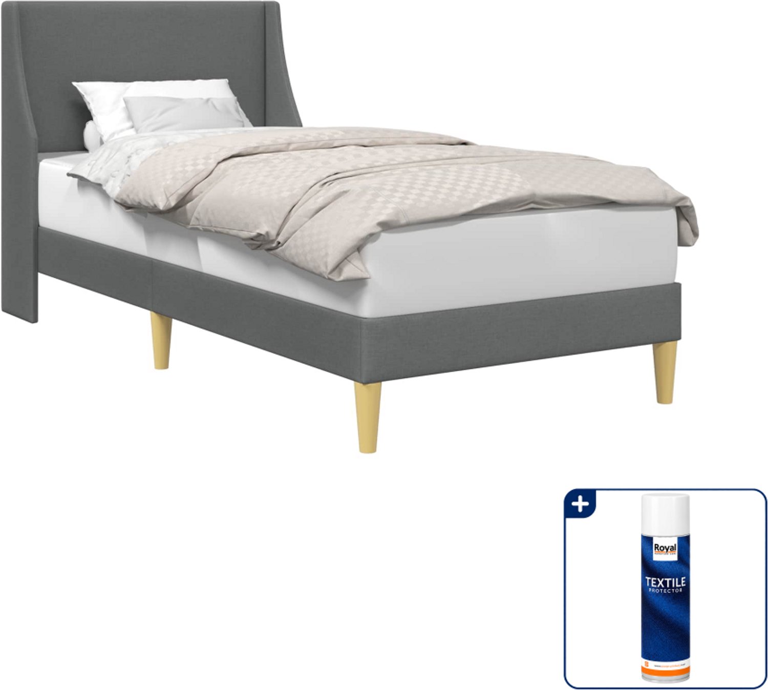 vidaXL Bedframe - 100 x 200 cm - stof - donkergrijs - Inclusief textielbeschermer 500 ml