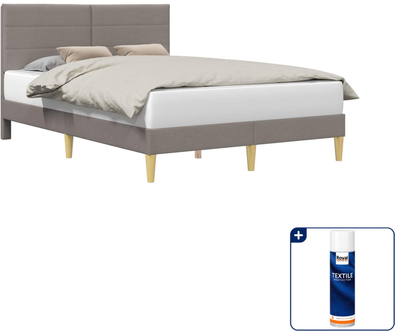 vidaXL Queensize bedframe - 160 x 200 cm - taupe - Inclusief textielbeschermer 500 ml