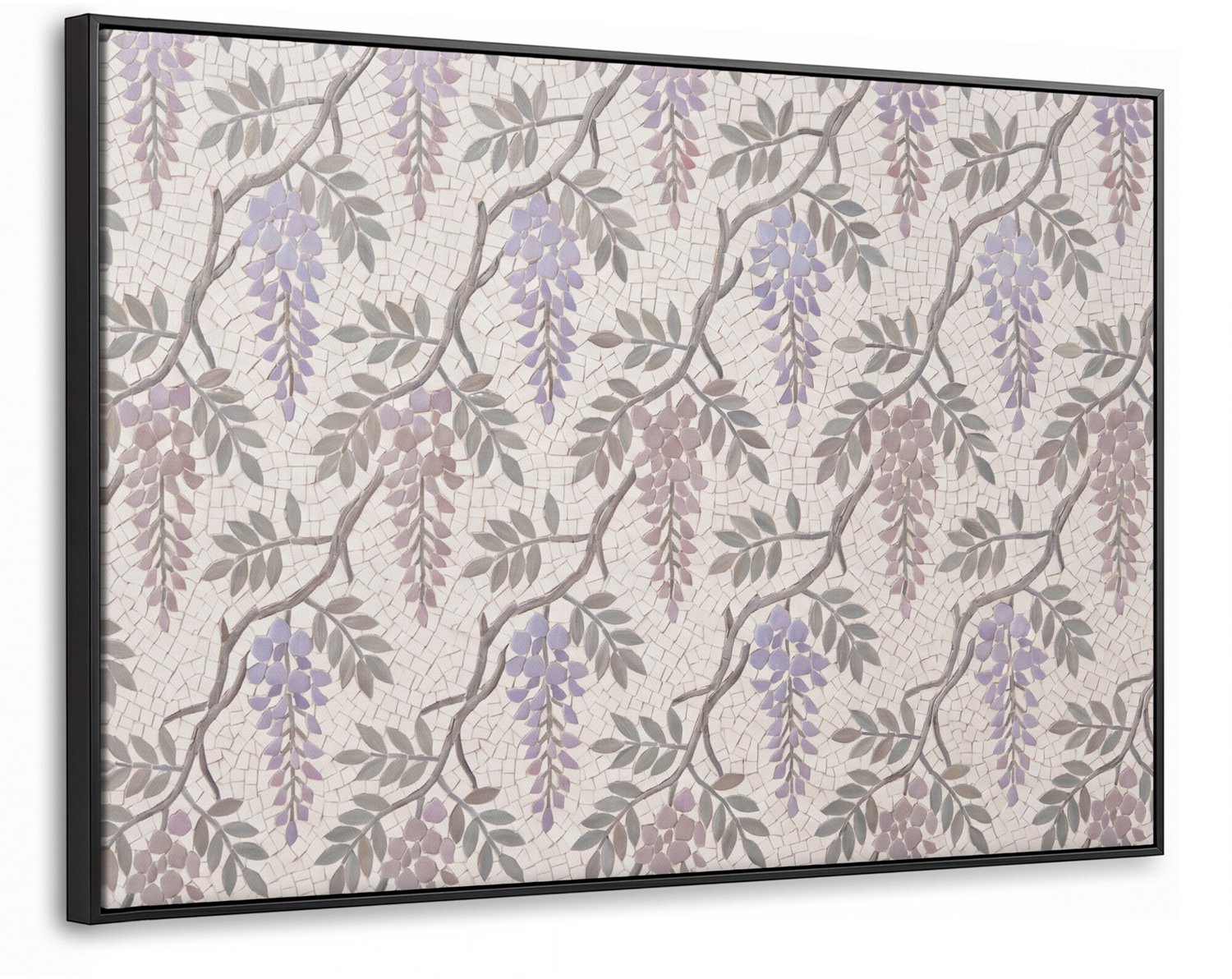 Canvas Schilderij met Baklijst XXL Canvas Schilderij met Baklijst 120x80cm - Bloemen - Mozaïek - Natuur - Patroon - Paars - Muurdecoratie woonkamer - Slaapkamer decoratie - Kamer accessoires - Schilderijen op canvas met lijst groot