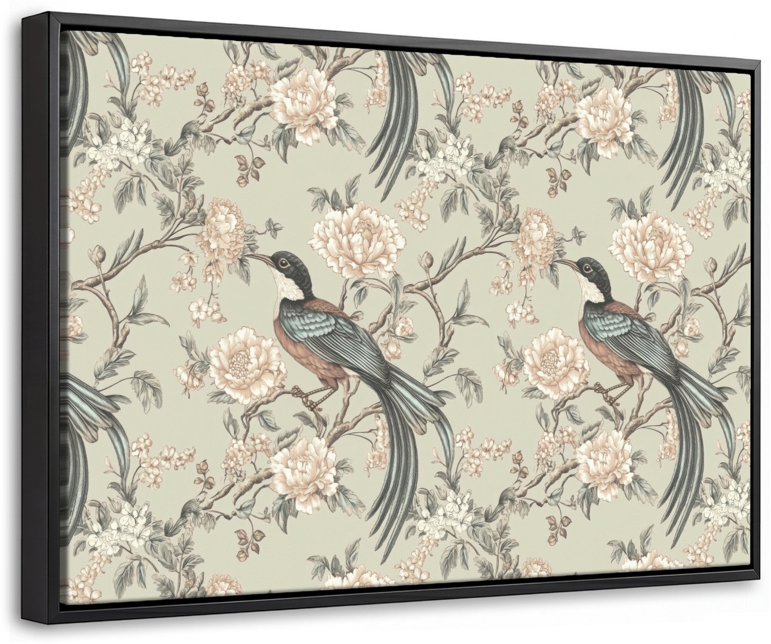 Canvas Schilderij met Baklijst 30x20cm - Bloem - Vogel - Kleurrijk - Muurdecoratie woonkamer - Slaapkamer decoratie - Kamer accessoires - Schilderijen op canvas met lijst