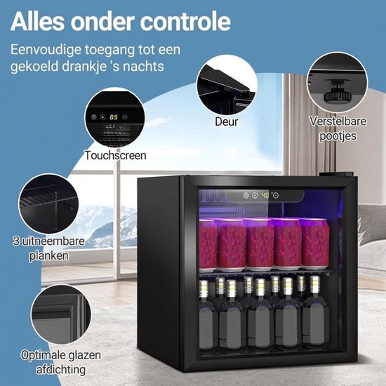 Minibar - Mini Koelkast Glazen Deur - Drankenkoelkast - Flessenkoelkast - [AMOUNT IN LITERS] - Zwart — afbeelding 5