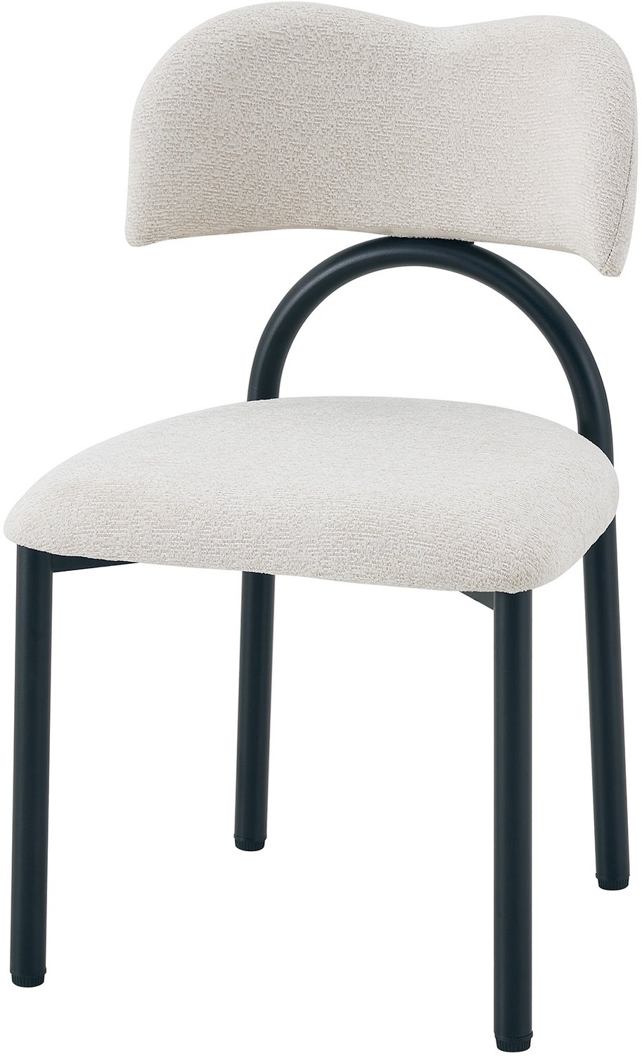 MUVANO Beige stoffen eetkamerstoelen set van 2 - Keukenstoelen - Gepolsterde zitting en rug - Zwart metalen buisframe - Zithoogte 47 cm - Eetkamer