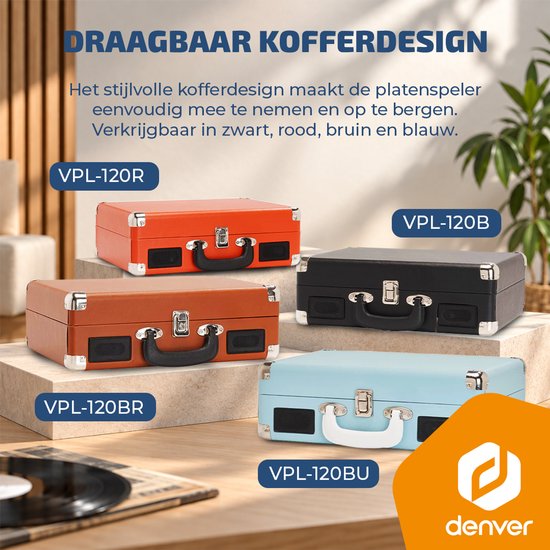 Denver Platenspeler - Ingebouwde Speakers - Incl. PC Software - Auto-stop - Retro - VPL120 - Blauw