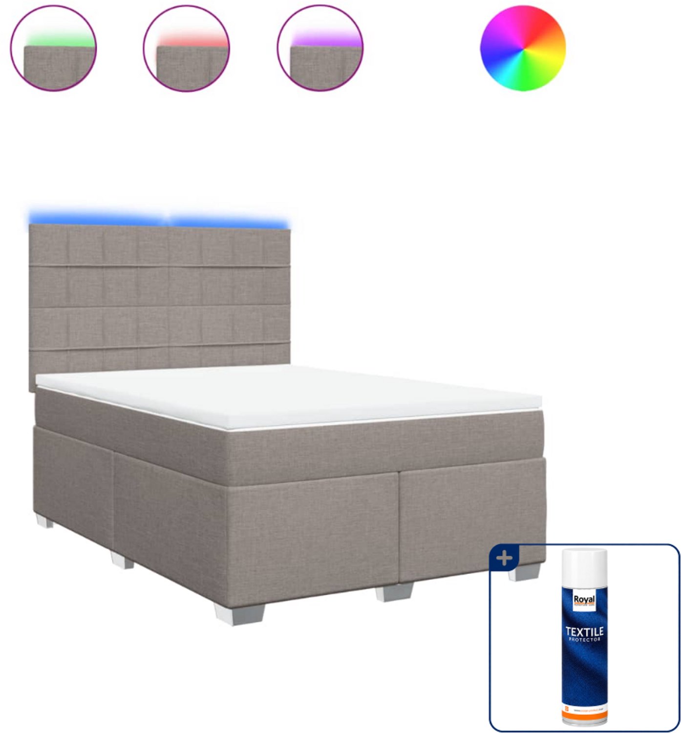 vidaXL boxspring - small double - 140 x 200 cm - taupe - Inclusief textielbeschermer 500 ml