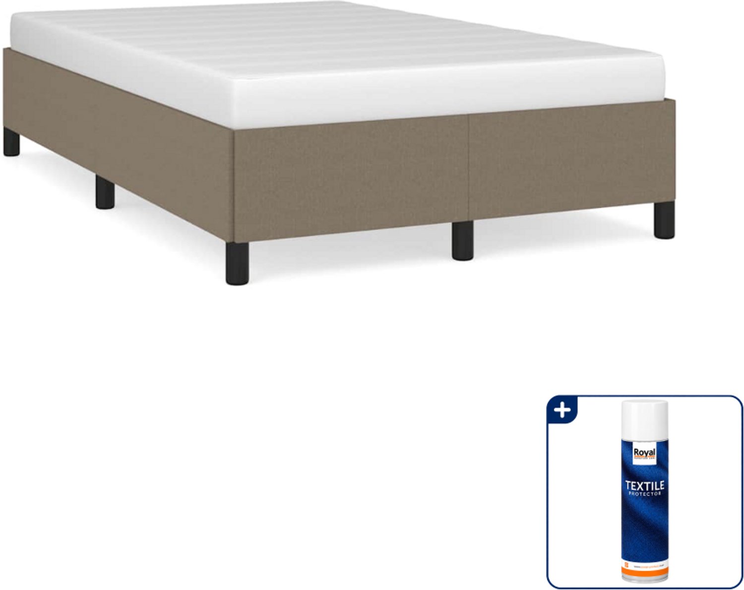 vidaXL Bedframe - 120 x 190 cm - stof - taupe - Inclusief textielbeschermer 500 ml