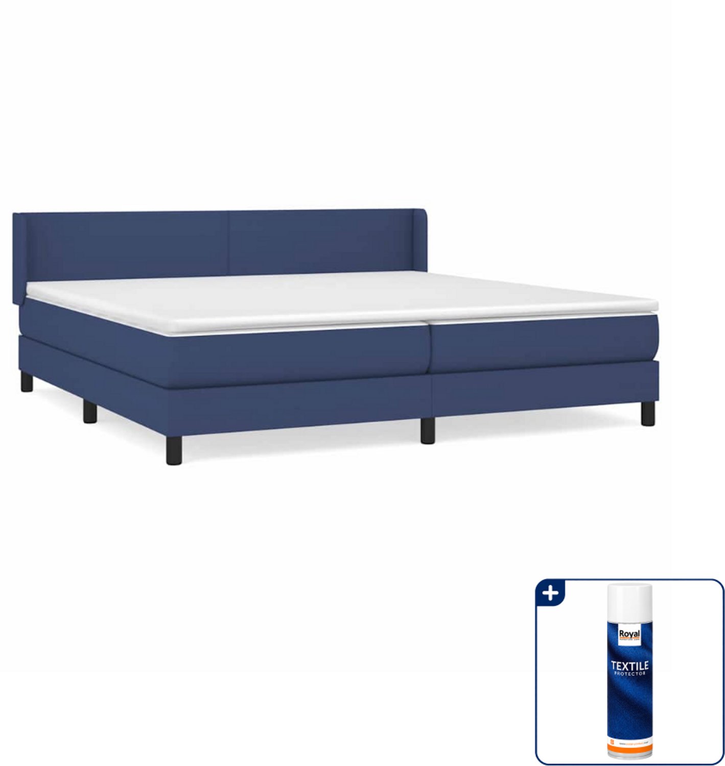 vidaXL boxspring met matras 200 x 200 cm - stof - blauw - Inclusief textielbeschermer 500 ml