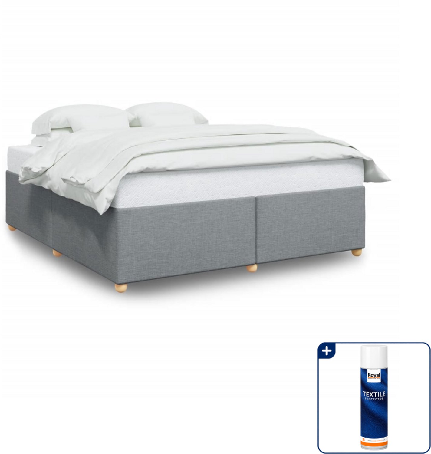 vidaXL Kingsize bedframe - 180 x 200 cm - lichtgrijs - Inclusief textielbeschermer 500 ml Groen