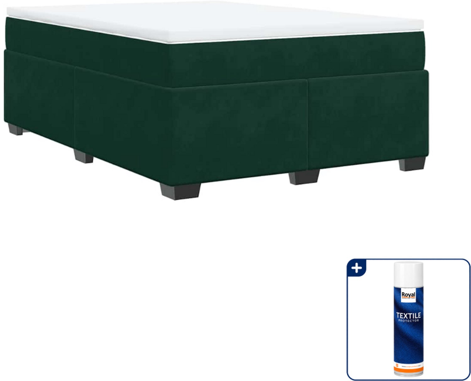 vidaXL boxspring - queensize - 160 x 200 cm - fluweel - donkergroen - Inclusief textielbeschermer 500 ml