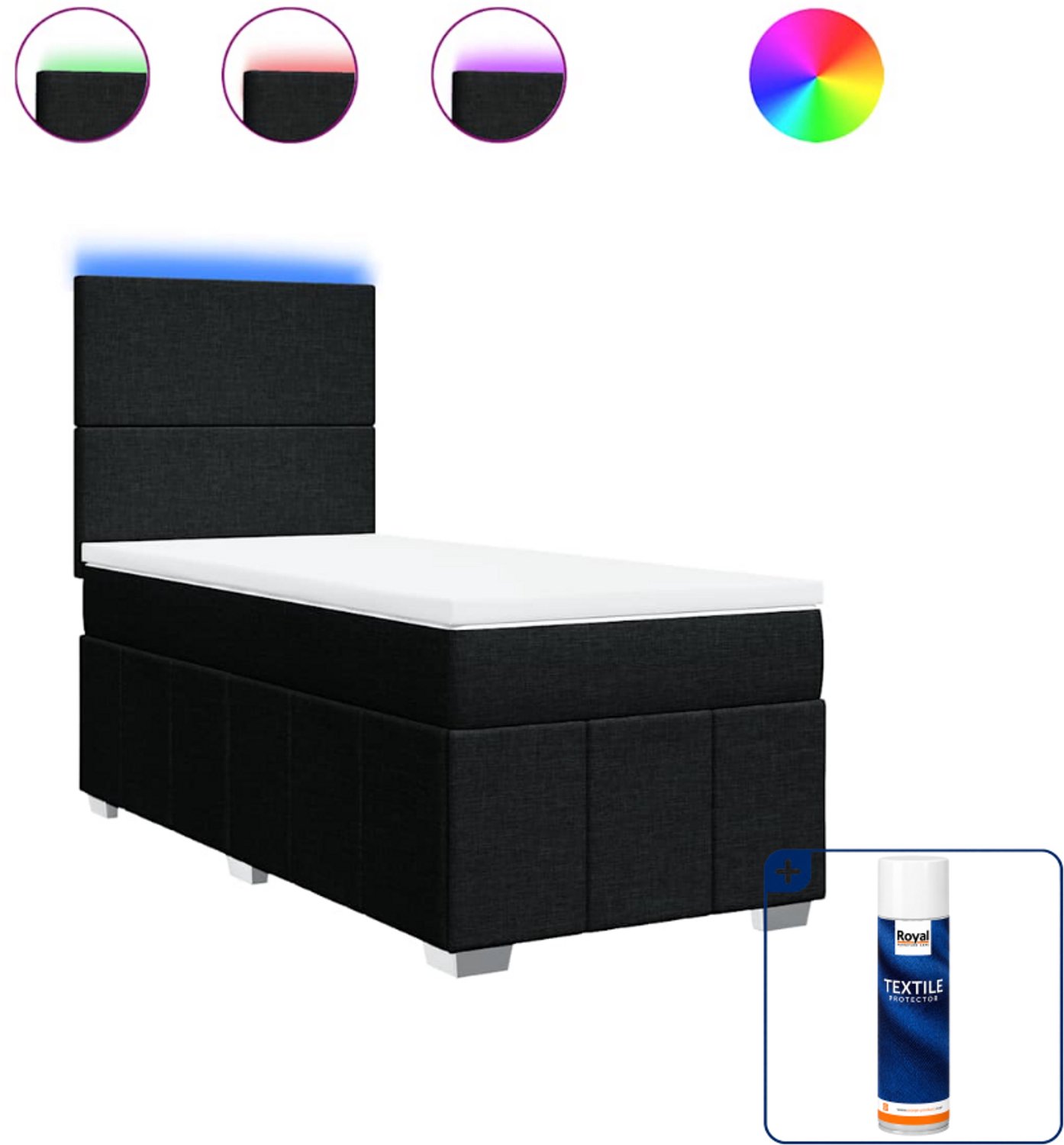 vidaXL boxspring 90 x 190 cm - stof - zwart - Inclusief textielbeschermer 500 ml