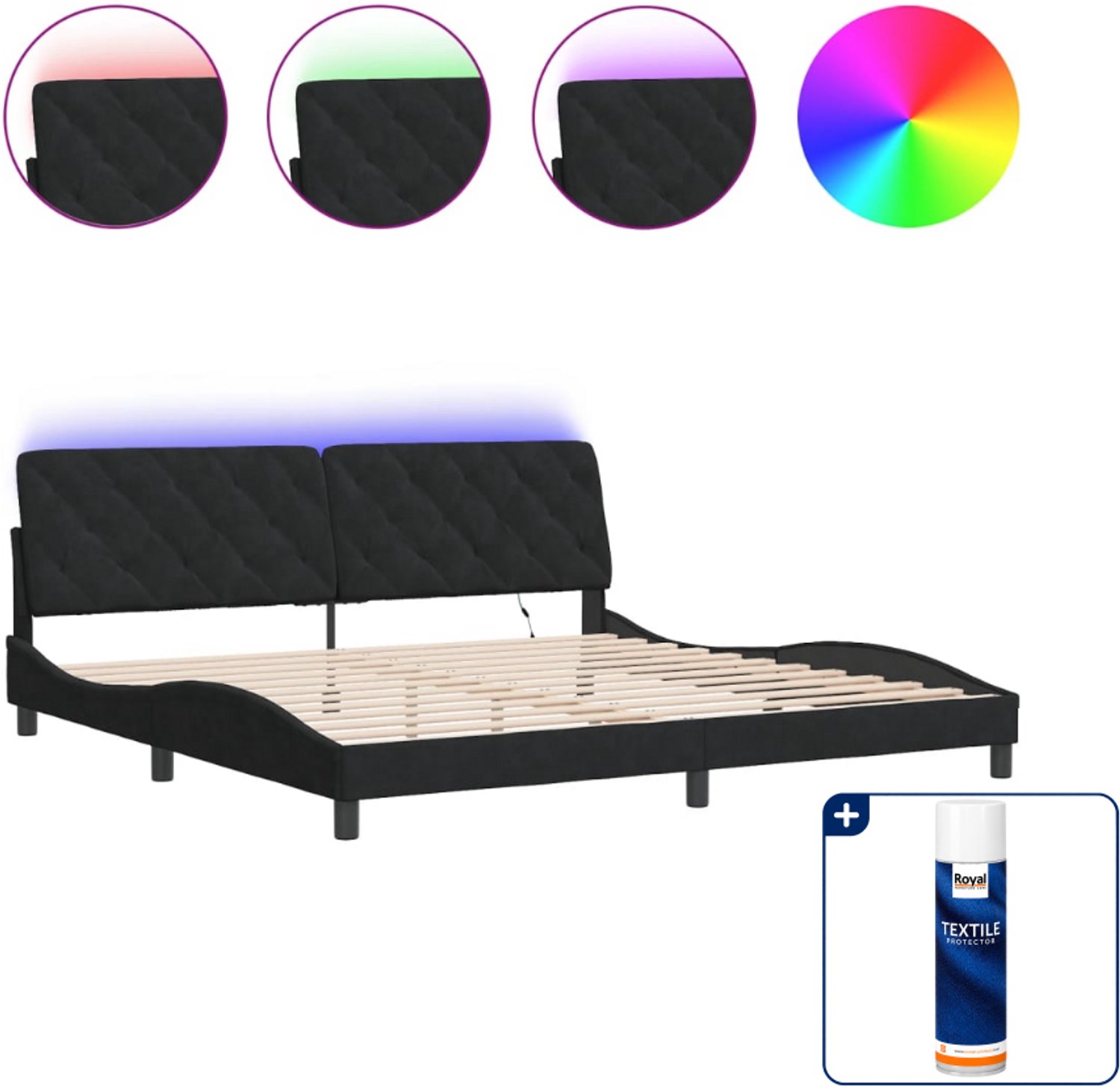 vidaXL bedframe - 200 x 200 cm - fluweel - zwart - Inclusief textielbeschermer 500 ml