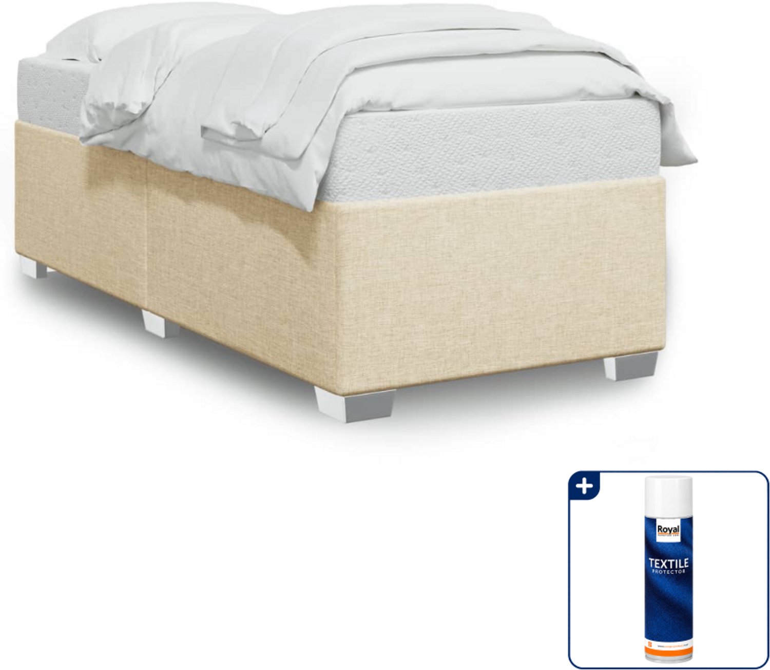 vidaXL bedframe - 80 x 200 cm - stof - crème - Inclusief textielbeschermer 500 ml Blauw