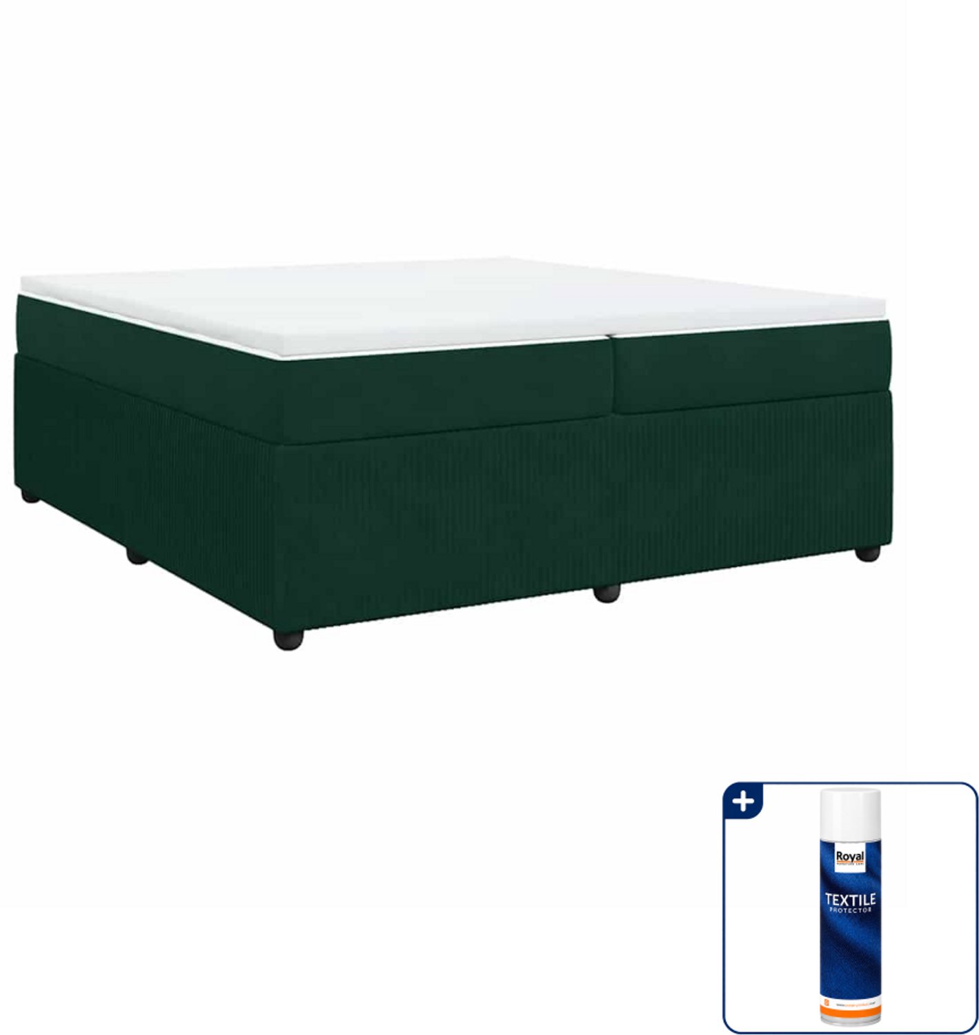 vidaXL Boxspring - Super kingsize - 200 x 200 cm - fluweel - donkergroen - Inclusief textielbeschermer 500 ml