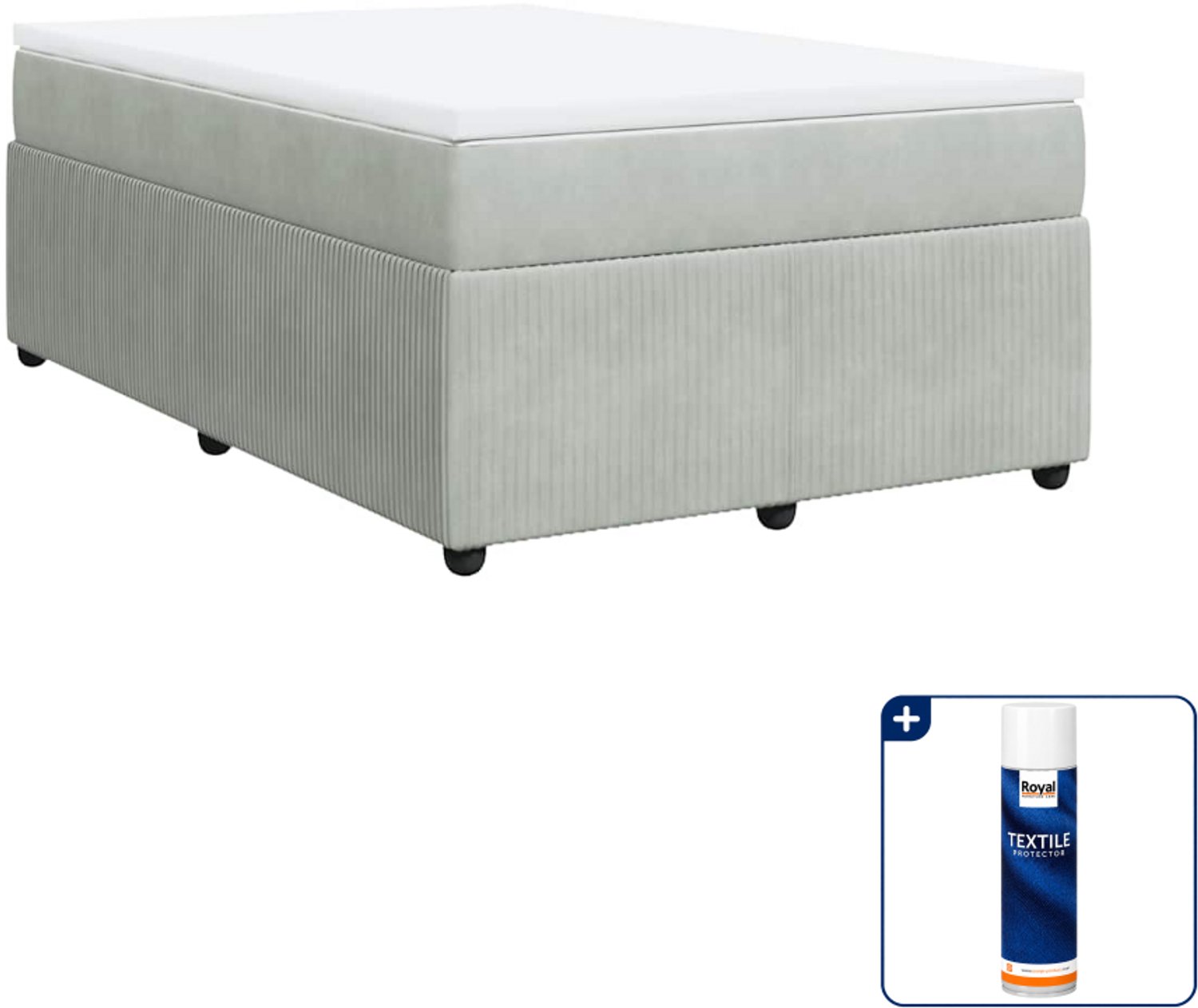 vidaXL boxspring met matras 120 x 200 cm - fluweel - lichtgrijs - Inclusief textielbeschermer 500 ml