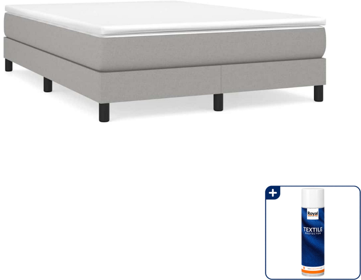 vidaXL boxspring met matras - Queensize - 160 x 200 cm - lichtgrijs - Inclusief textielbeschermer 500 ml