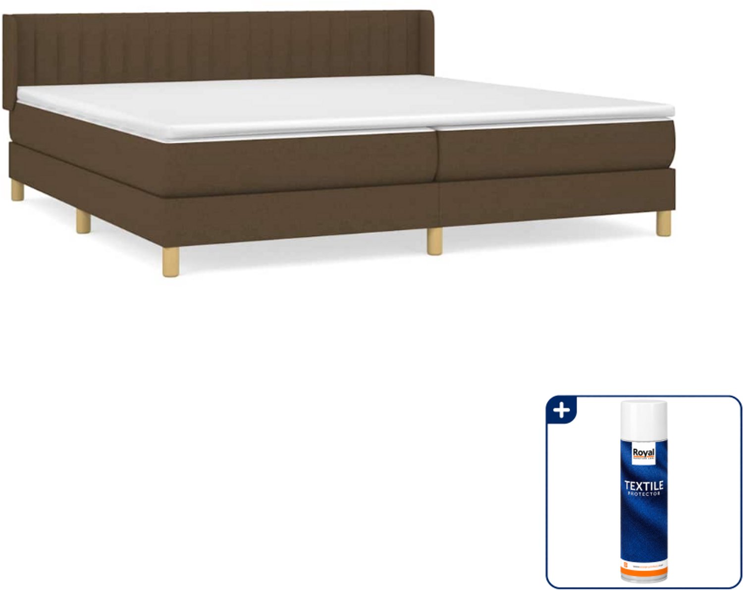 vidaXL Boxspring - Super kingsize - 200 x 200 cm - donkerbruin - Inclusief textielbeschermer 500 ml