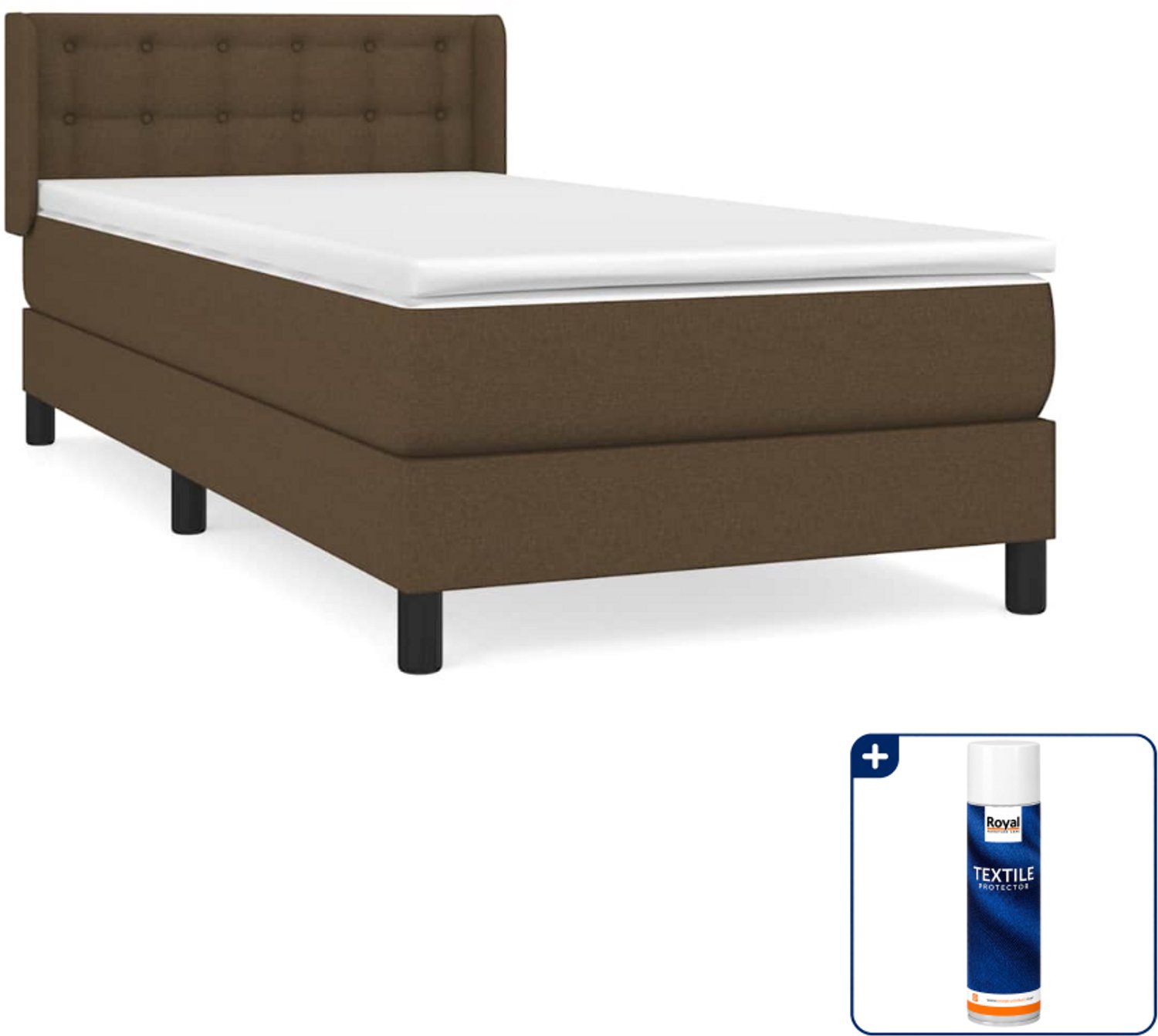 vidaXL boxspring met matras 80 x 200 cm - donkerbruin - Inclusief textielbeschermer 500 ml