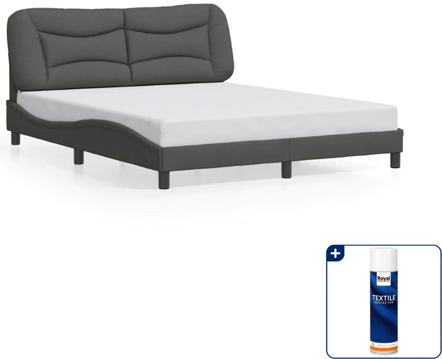 vidaXL Hvar bedframe - Queensize - 160 x 200 cm - donkergrijs - Inclusief textielbeschermer 500 ml
