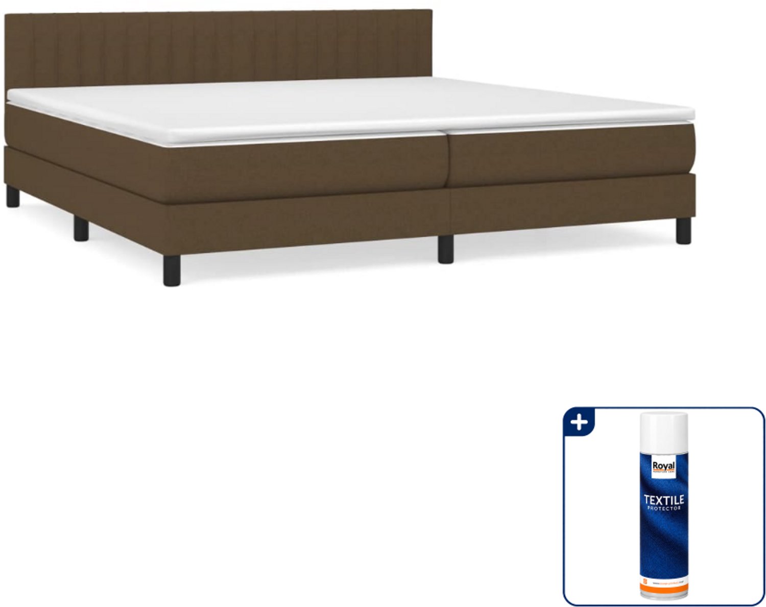 vidaXL boxspring met matras - Super kingsize - 200 x 200 cm - donkerbruin - Inclusief textielbeschermer 500 ml