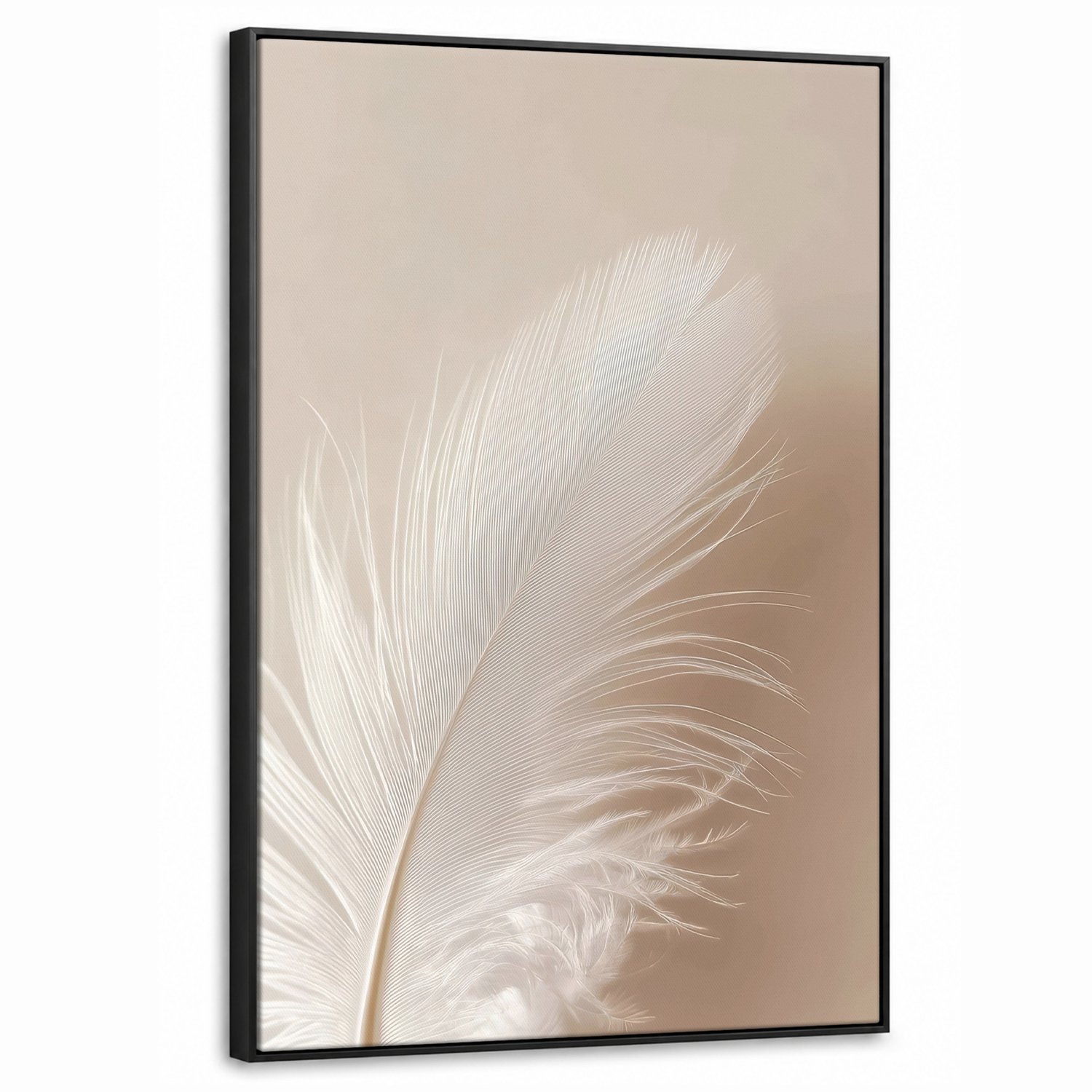 Canvas Schilderij met Baklijst 60x90cm - Veer - Minimalistisch - Roze - Muurdecoratie woonkamer - Slaapkamer decoratie - Kamer accessoires - Schilderijen op canvas met lijst