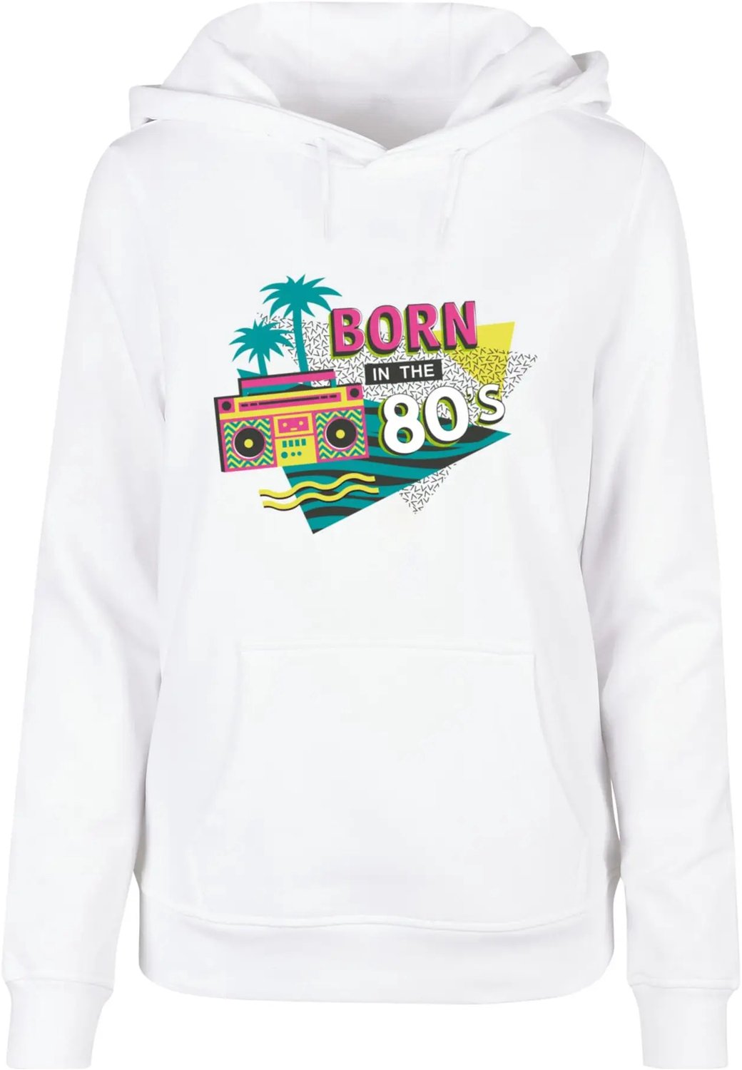 Dames Hoodie Mister Tee Born In The 80´s Basic Wit