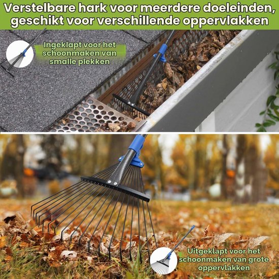 Bladhark - 18 stalen tanden - Verstelbare kop 25-45 cm — afbeelding 4