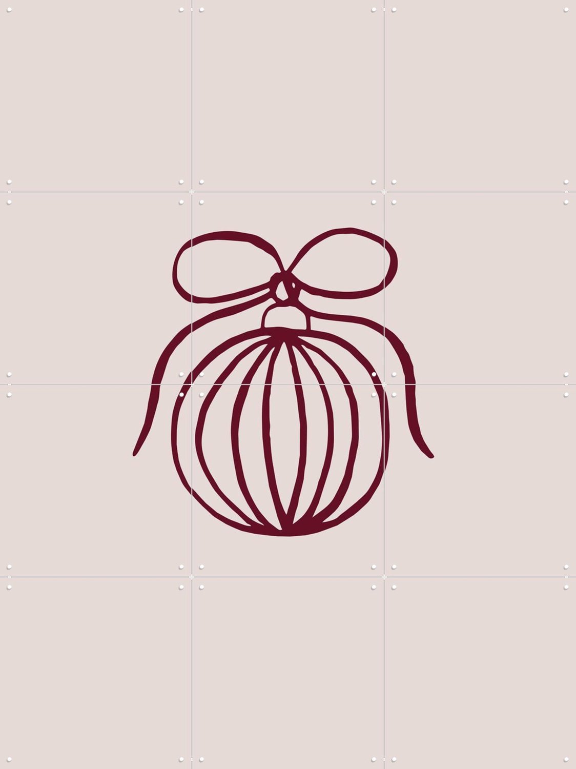 IXXI Minimalist Christmas Ball, Palmartprints - 60 x 80 cm - Grote wanddecoratie en posters - Minimalisme, Woonkamer, Kerst Beige