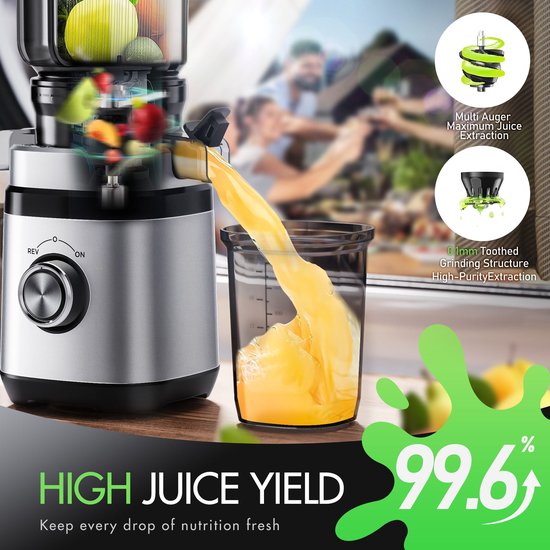 Slowjuicer - 140 mm Grote Vulopening - 400W - 2L Vulcapaciteit - Voor Groente en Fruit — afbeelding 4