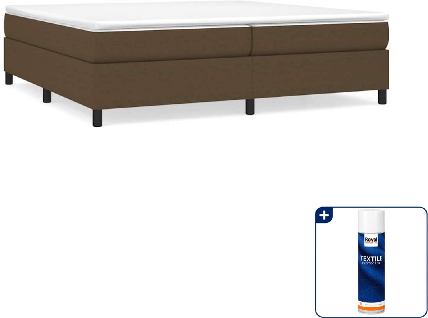 vidaXL boxspring bed - 200 x 200 cm - stof - donkerbruin - Inclusief textielbeschermer 500 ml Grijs