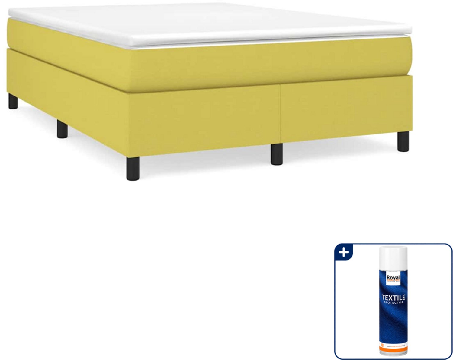 vidaXL boxspring bed - Small double - 140 x 200 cm - groen - Inclusief textielbeschermer 500 ml Wit
