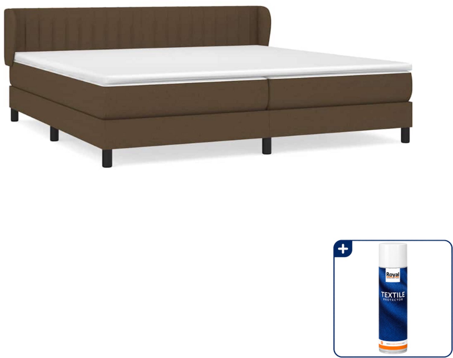vidaXL Boxspring - Super kingsize - 200 x 200 cm - donkerbruin - Inclusief textielbeschermer 500 ml