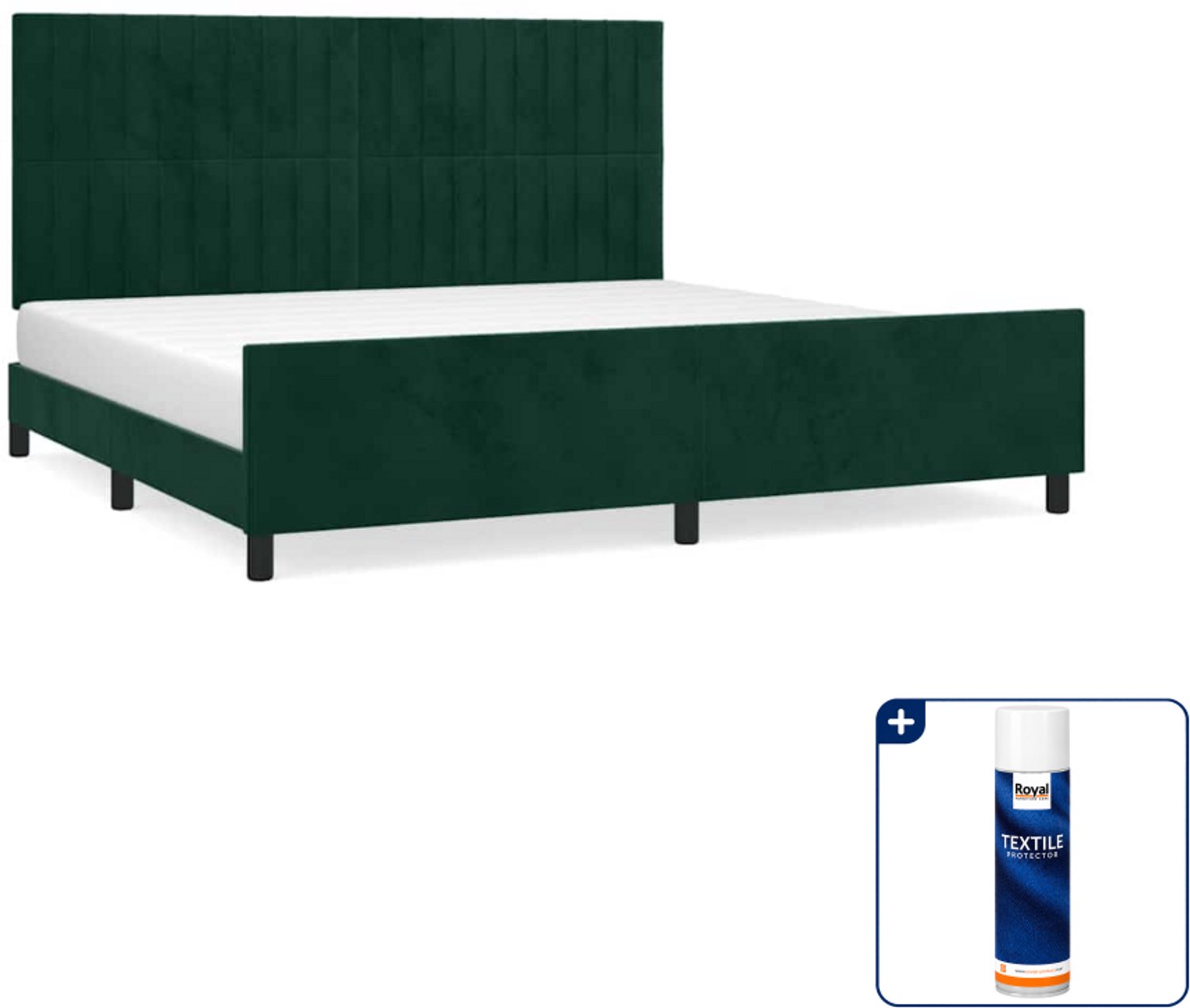 vidaXL Bedframe - 200 x 200 cm - fluweel - donkergroen - Inclusief textielbeschermer 500 ml