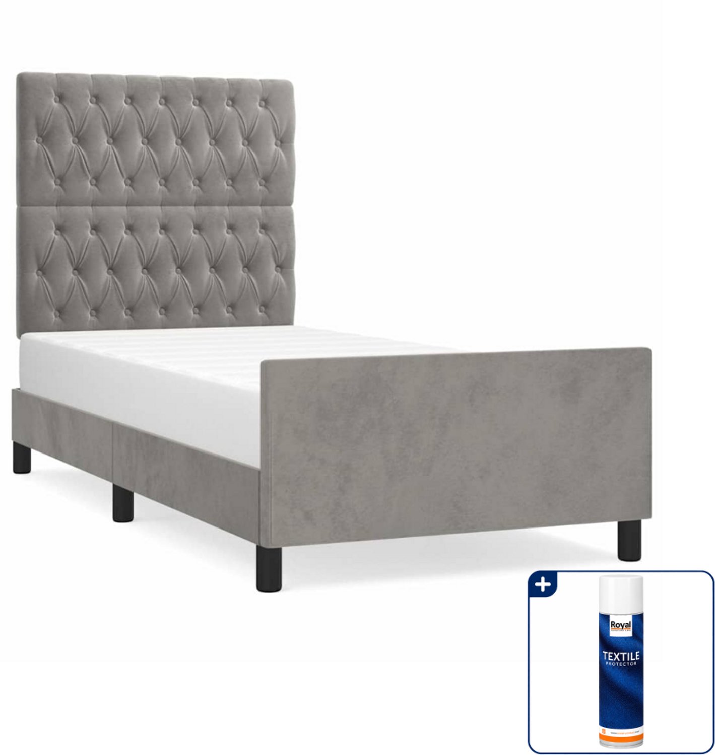 vidaXL Bedframe - 100 x 200 cm - fluweel - lichtgrijs - Inclusief textielbeschermer 500 ml