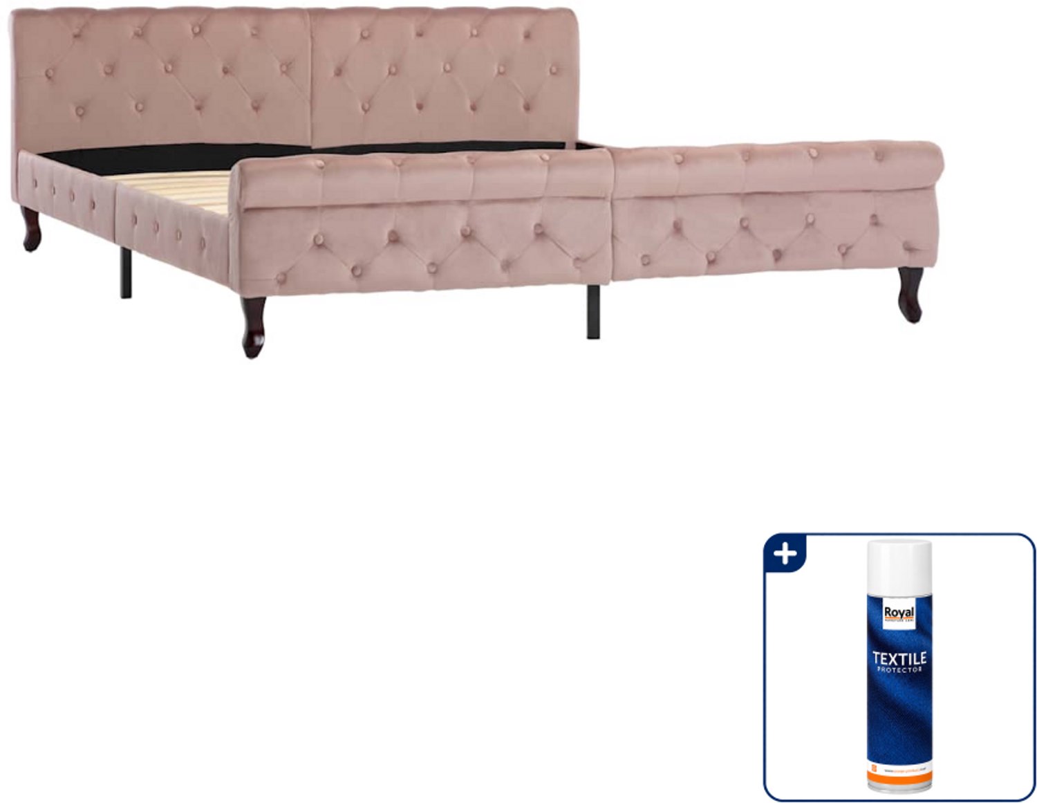 vidaXL bedframe - Kingsize - 180 x 200 cm - roze - Inclusief textielbeschermer 500 ml