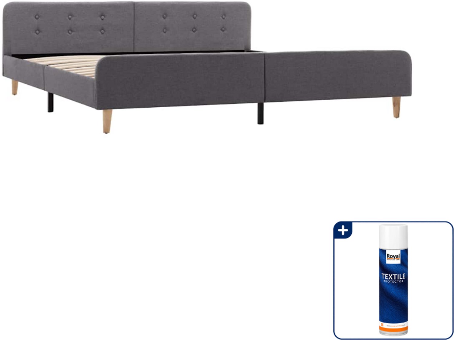 vidaXL bedframe Kingsize - 180 x 200 cm - lichtgrijs - Inclusief textielbeschermer 500 ml
