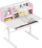 Mark Adler Study 5.7 - Kinderbureau 100 cm - Ergonomisch Bureau met Verstelbare Hoogte & Kantelbaar Blad - Met Lade & Planken - Roze