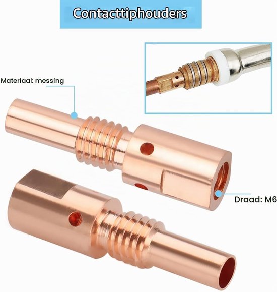 Contacttips en Mondstukken voor MIG MAG Lasapparatuur, 0.8mm, M6 Tips, Lasaccessoires, Verbruiksmaterialen voor MB25 25AK Lasmachine — afbeelding 2