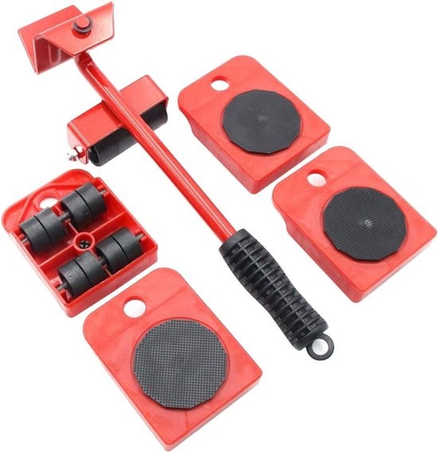 Meubellifterset - Meubelroller - Meubels verplaatsen - Draagvermogen 500kg - Lifter 36cm - Rood