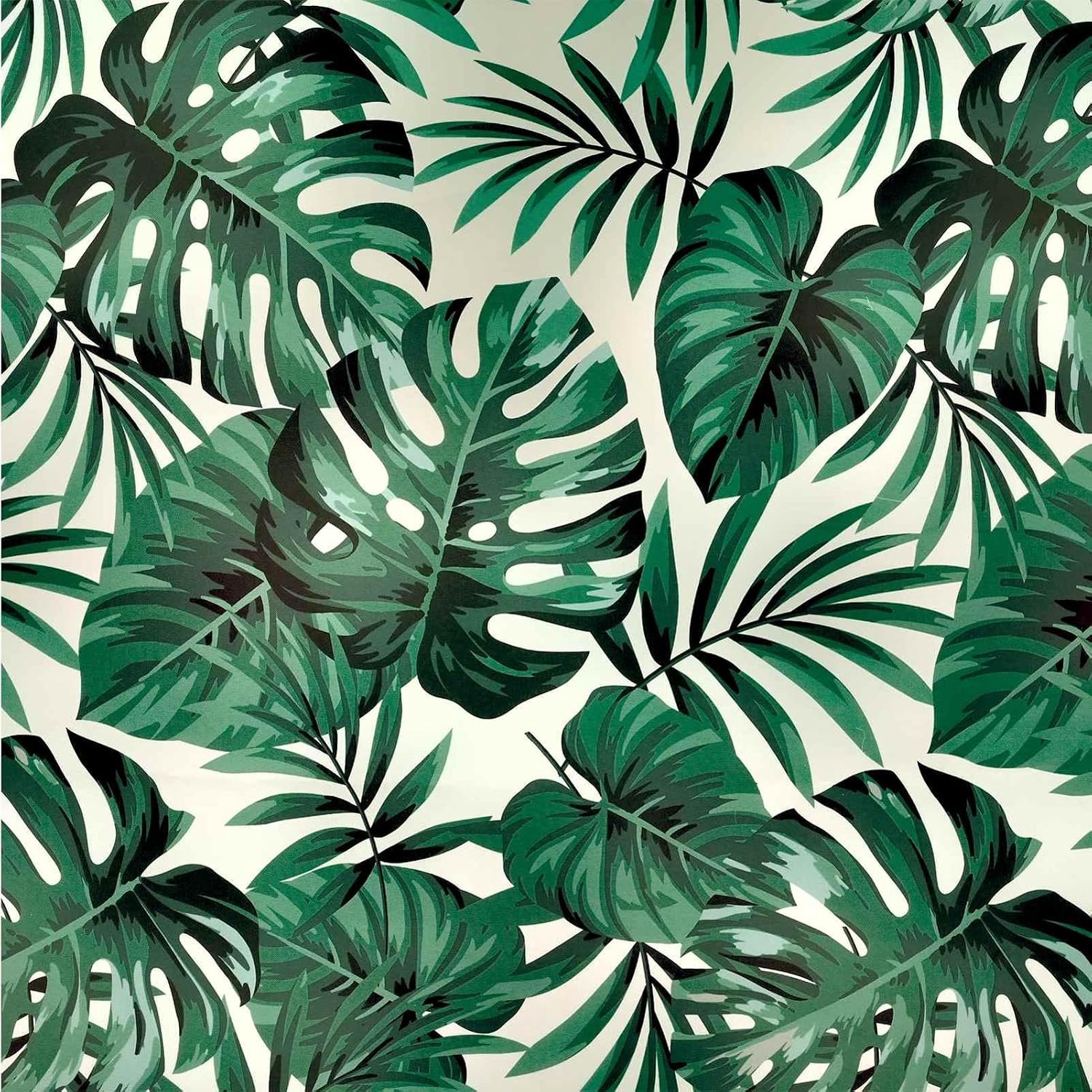 Bankkussen voor buiten, 3 stuks, bladpatroon, weerbestendig en lichtecht, polyester, 60 x 60 x 8 cm + 60 x 40 x 10 cm, voor terras, balkon, tuin