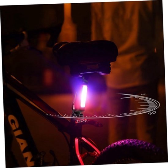 Fietsachterlichtset - Oplaadbare fietslampjes - Zichtbaarheid tijdens het fietsen - Superhelder - 9 x 63 x 25 cm - Zwart — afbeelding 2