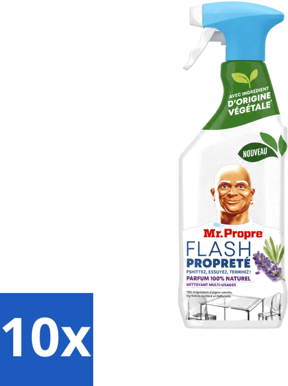 10 x Mr. Proper - Allesreiniger Spray - Lavendel & Rozemarijn - 100% Natuurlijke Parfum - 800 ml - Voordeelverpakking - 10 stuks