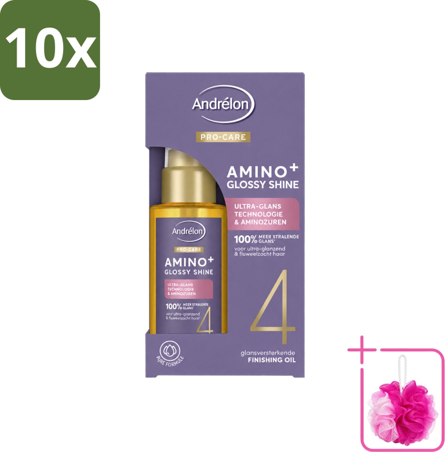 10 x Andrélon – Finishing Oil – Pro Care Amino+ Glossy Shine – 50 ml - Bulkverpakking - Glans haar - Douchemop - Pluisvrij haar