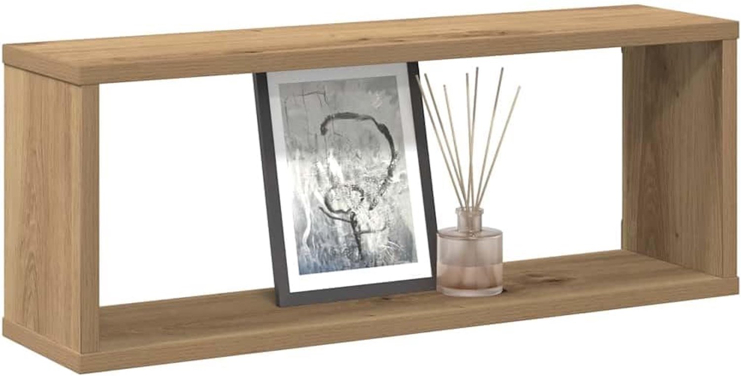 Zwevend wandrek met modern kubisch design, voor woonkamer en slaapkamer, houtstructuur, waterdicht en vervormbaar, groot