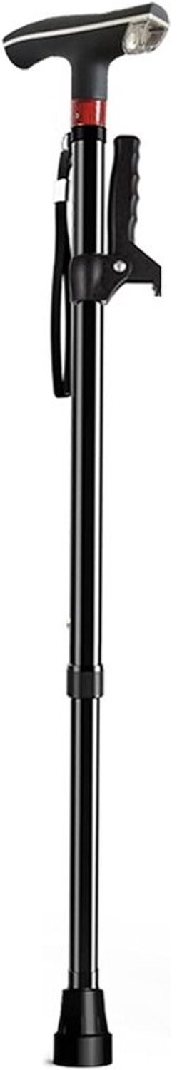 Wandelstok - Loopstok - Hulp bij het lopen - Ingebouwd LED-licht - 74-100cm - Zwart