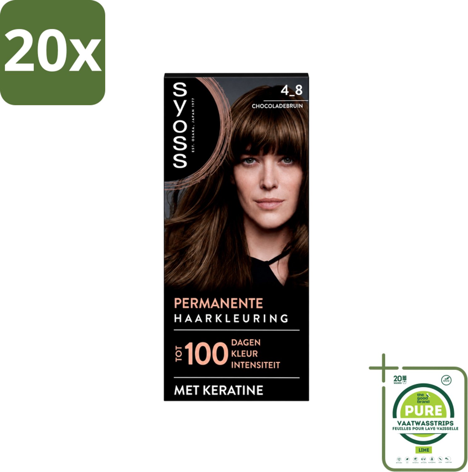 20 x SYOSS Permanent Coloration 4-8 - Haarverf - Chocolade Bruin - Grootverpakking - Vaatwasstrips - Haarkleur - Chocoladebruin - Permanent Haarkleuren - Keratine - Grijsdekking