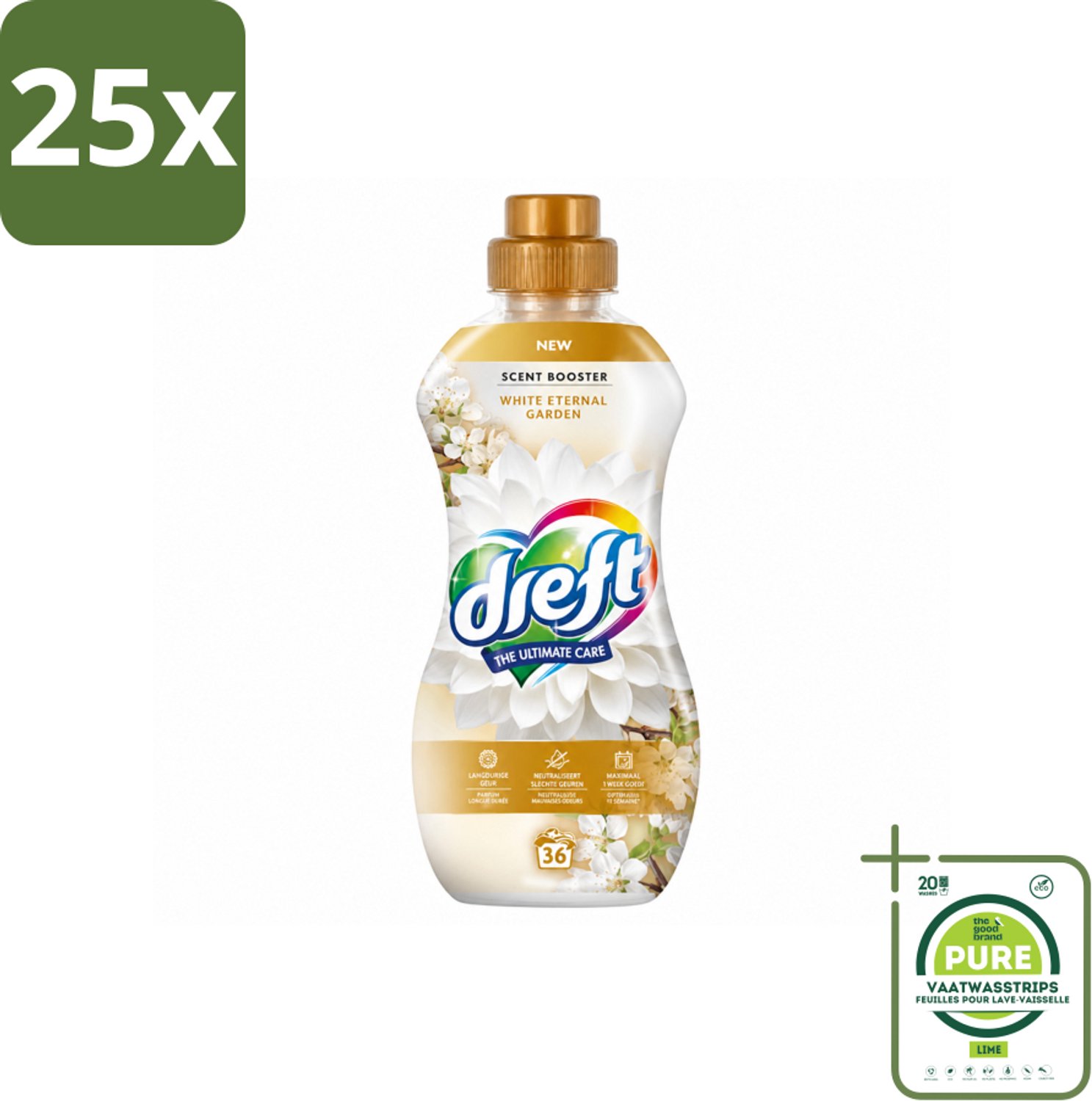 25 x Dreft – White Eternal Garden – Vloeibare Geurbooster – 720 ml – 36 wasbeurten - Grootverpakking - Vaatwasstrips - Wasgeur - Wasgeurbooster - Frisse Geur - Wasmiddel - Textiel Verzorging