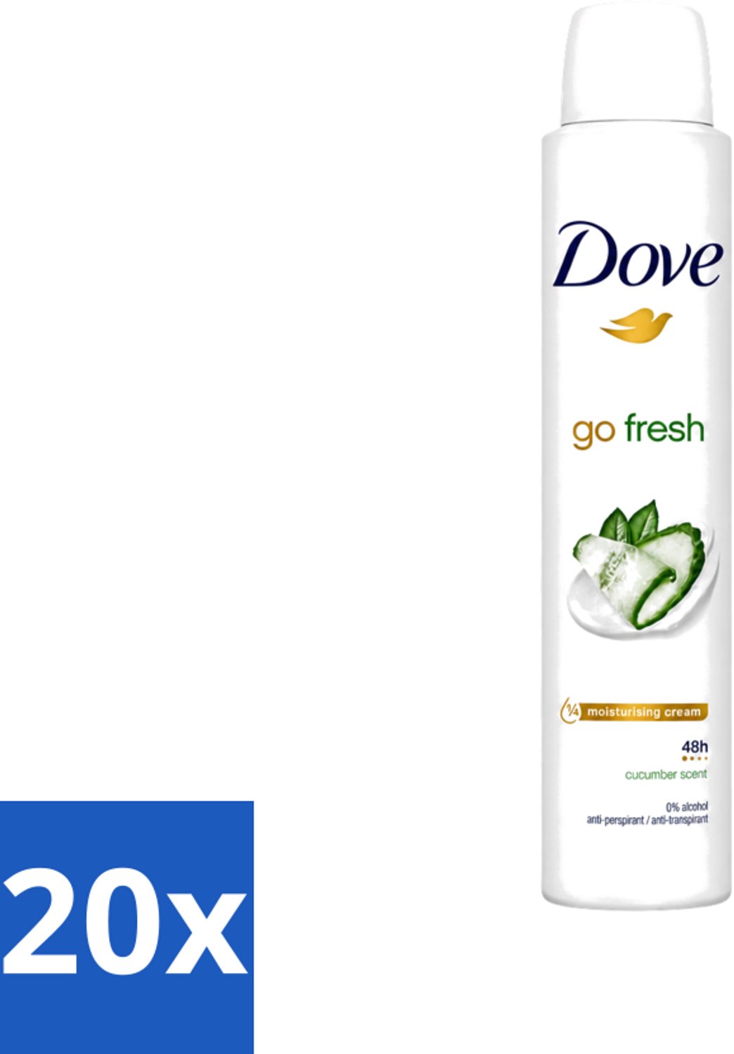 20 x Dove Go Fresh - Deospray - Groene Thee & Komkommer - 200 ml - Voordeelverpakking - 20 stuks