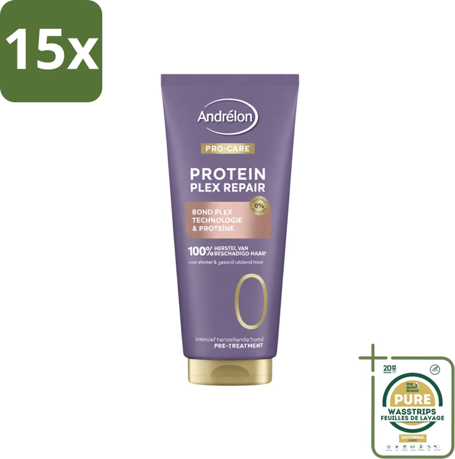 15 x Andrélon – Pre-Treatment – Pro Care Protein Plex Repair – 170 ml - Wasstrips - Haarverzorging - Haarbescherming - Haarherstel - Pre-shampoo Behandeling - Beschadigd Haar