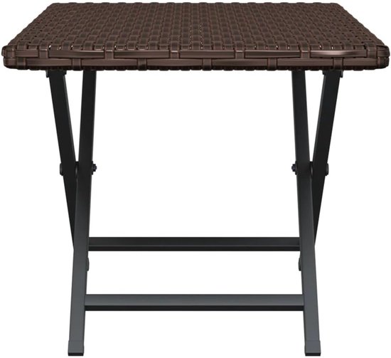 Bruin, 45 x 35 x 32 cm, van polyrotan met stalen frame, inklapbare tuintafel voor balkon en terras — afbeelding 3